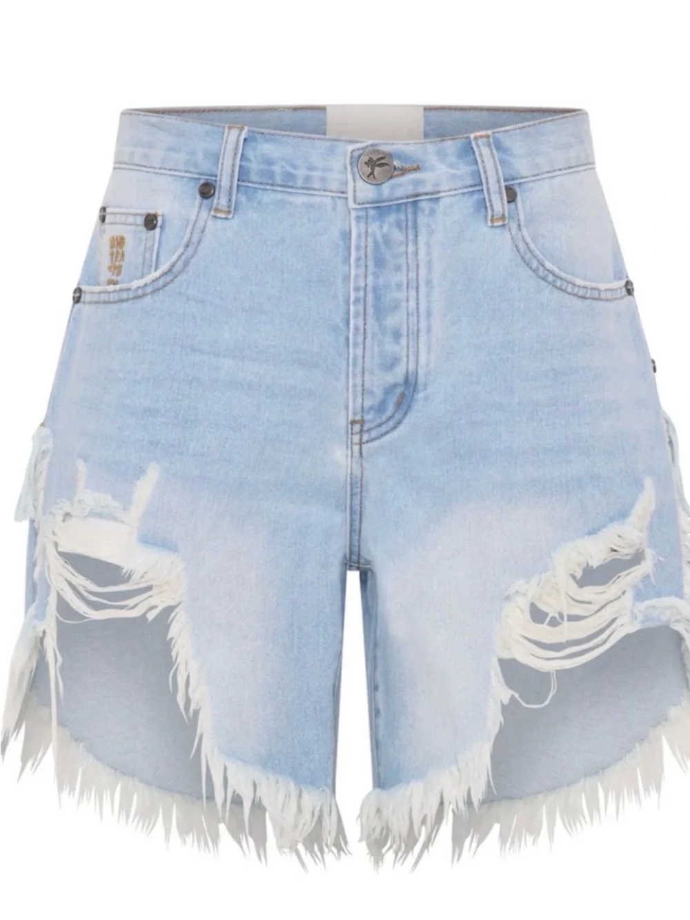 Free People One Teaspoon Light Wash Distressed Denim Shorts